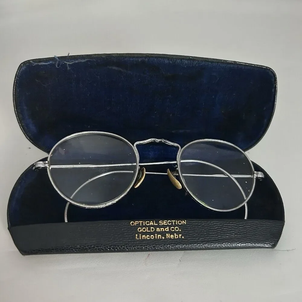 AO Vintage Ful-Vue 1/10 12K GF White Gold Curved Cable Wire Rimless Glasses